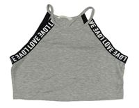 Sivo-čierny crop top s nápismi Shein