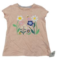 Svetloružové tričko s kvetmi zn. Mothercare