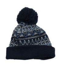 Tmavomodro-biela vzorovaná čapica s brmbolcom Primark