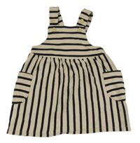Béžovo-černé pruhované laclové úpletové šaty H&M