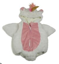 Kockovaným - Bielo-ružové kožušinové body s kapucí - jednorožec zn. Shein