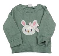 Zelená vzorovaná mikina s králikom