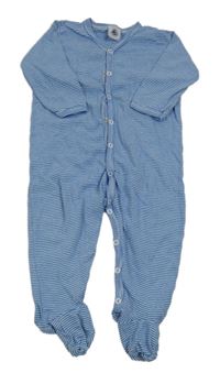 Modro-bílý pruhovaný bavlněný overal 
