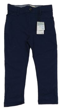 Nové - Tmavomodré plátenné chino nohavice Primark