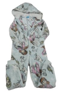 Svetlomodrá plyšová kombinéza s Annou a Elsou a kapucňou Disney