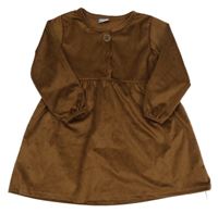 Hnedé rebrované zamatové šaty