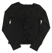 Černo-stříbrné třpytivé crop triko Page one young