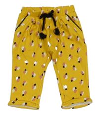 Hořčicovo-barevné vzorované tepláky 