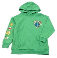 Zelená mikina s Mariem a kamarády a kapucňou Primark