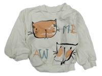 Biela mikina s kočičkami