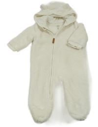 Smotanová plyšová zateplená kombinéza s kapucňou F&F