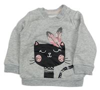 Svetlosivá mikina s mačičkou Lupilu