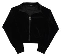 Čierna zamatová prepínaci crop mikina s nápisom George