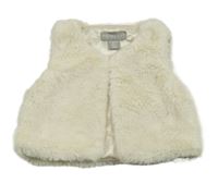 Smotanová kožušinová podšitá crop vesta