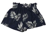 Tmavomodro-biele kraťasy s listami Shein