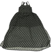 Čierno-bielo-zelené vzorované šifónové šaty Yigga