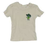 Smotanové rebrované tričko s brokolicí Ergee