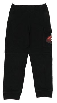 Černé cargo tepláky s potiskem 