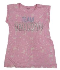 Ružovo-biele tričko s hviezdami a nápisom Y.F.K.