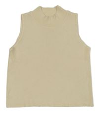Béžová rebrovaná pletená crop vesta Zara