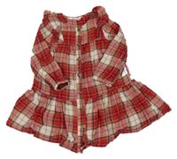 Červeno-biele kockované trblietavé šaty H&M