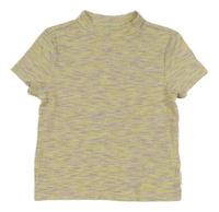 Žluto-lila melírované rebrované crop tričko Tom Tailor