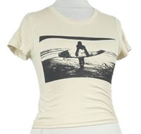 Dámské béžové crop tričko s potiskem H&M