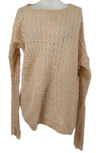 Dámsky svetloružový ažurový sveter Atmosphere