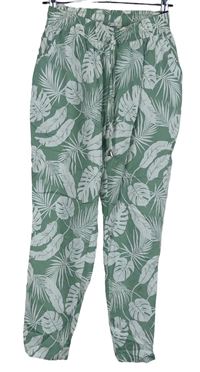 Dámské zeleno-bílé květované volné kalhoty Hailys 