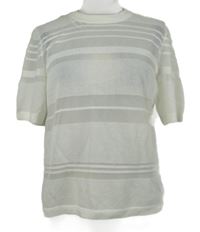 Dámske biele pruhované pletené trblietavé tričko Savida