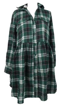 Nové - Dámské tmavozelené kostkované flanalové košilové šaty Boohoo