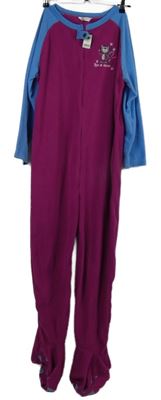 Nové - Dámska purpurovo-modrá fleecová kombinéza s mačičkou Dunnes
