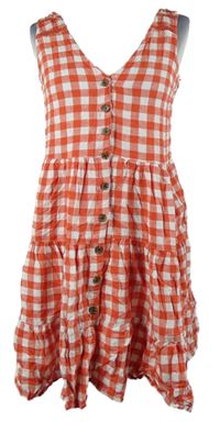 Dámske červeno-biele kockované ľanové šaty Next