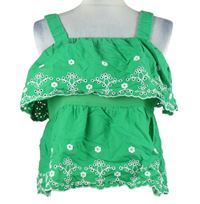 Dámský zelený madeirový crop top s volánkem River Island 