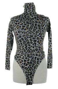 Dámské šedo-černé vzorované úpletové body s rolákem New Look 