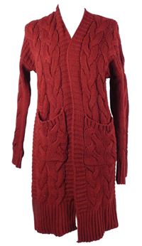 Dámský karmínový svetrový dlouhý cardigán Shein 