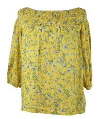 Dámská žlutá květovaná halenka s lodičkovým výstřihem F&F