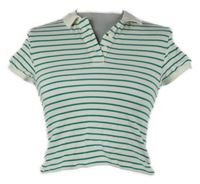 Dámske bielo-zelené pruhované polo tričko Primark