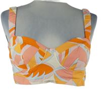Dámsky oranžovo-modrý vzorovaný crop top MNG