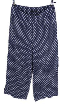Dámske fialovo-tmavomodro-hnedé vzorované culottes nohavice Opus