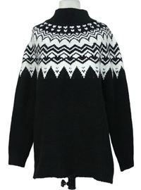 Dámsky čierno-biely vzorovaný sveter so stojačikom C&A