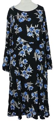 Dámske čierno-modré kvetované šaty Bonmarché