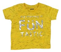 Žlté melírované tričko s nápisom