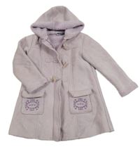 Lila semišový zateplená kabátek s výšivkami a kapucňou
