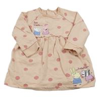 Světlerůžové puntíkaté teplákové šaty s Peppa pig George