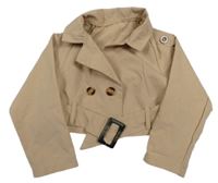 Svetlobéžová šušťáková crop bunda s opaskom Shein