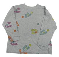 Šedé triko s nápisy a smajlíky George