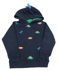 Tmavomodrá mikina s dinosaurami a kapucňou M&S