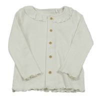 Biele rebrované prepínaci tričko s volánikom George