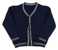 Tmavomodrý prepínaci sveter s proužkem